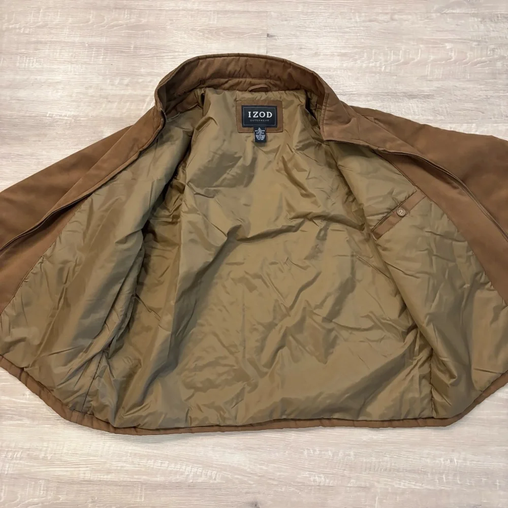 IZOD Men’s Brown Jacket Coat Full Zip Casual Lightweight Classic Size XL Neutral